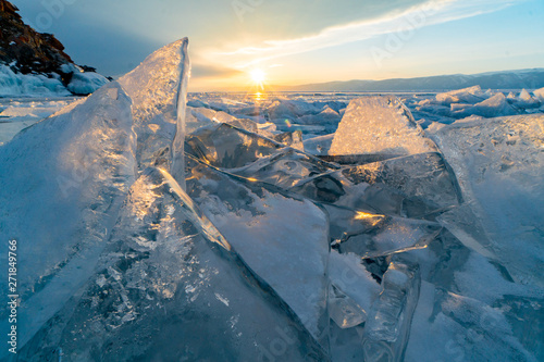 Frozen Lake Baikal, in April 2018 photo