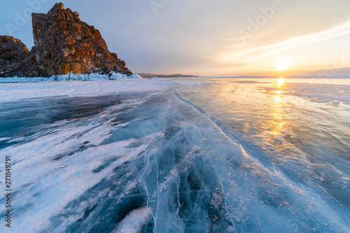 Frozen Lake Baikal, in April 2018 photo