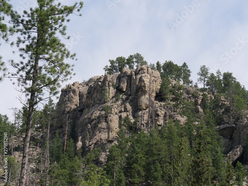 Imposing rock formations provide beautiful views along Needles Highway at Custer State Park, South Dakota. © raksyBH