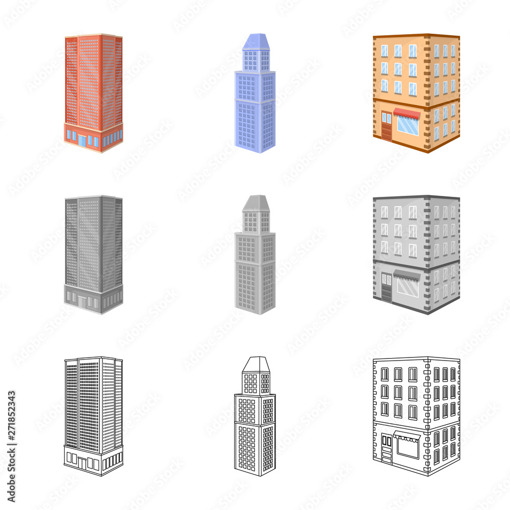 Vector design of construction and building icon. Collection of construction and estate stock symbol for web.