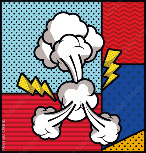 rays and smoke pop art style vector illustration