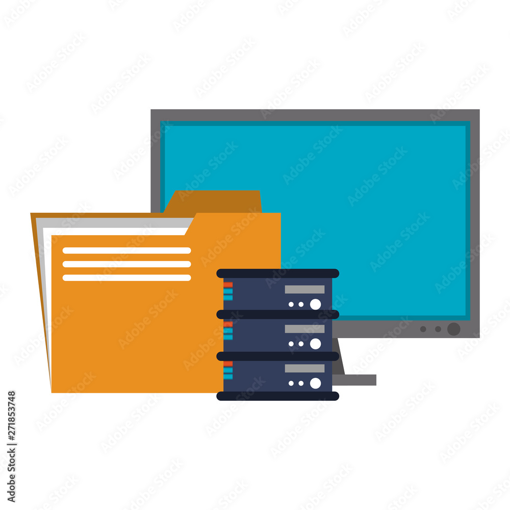 Servers and database technology symbols Servers and database technology symbols