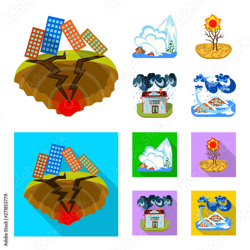 Vector illustration of weather and distress symbol. Collection of weather and crash stock vector illustration.