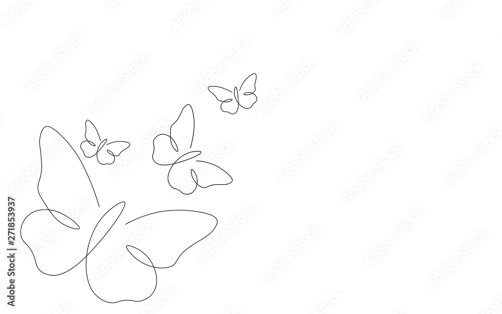 Naklejka premium Summer background with butterfly vector illustration