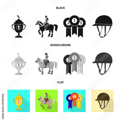 Vector design of equipment and riding sign. Collection of equipment and competition vector icon for stock.