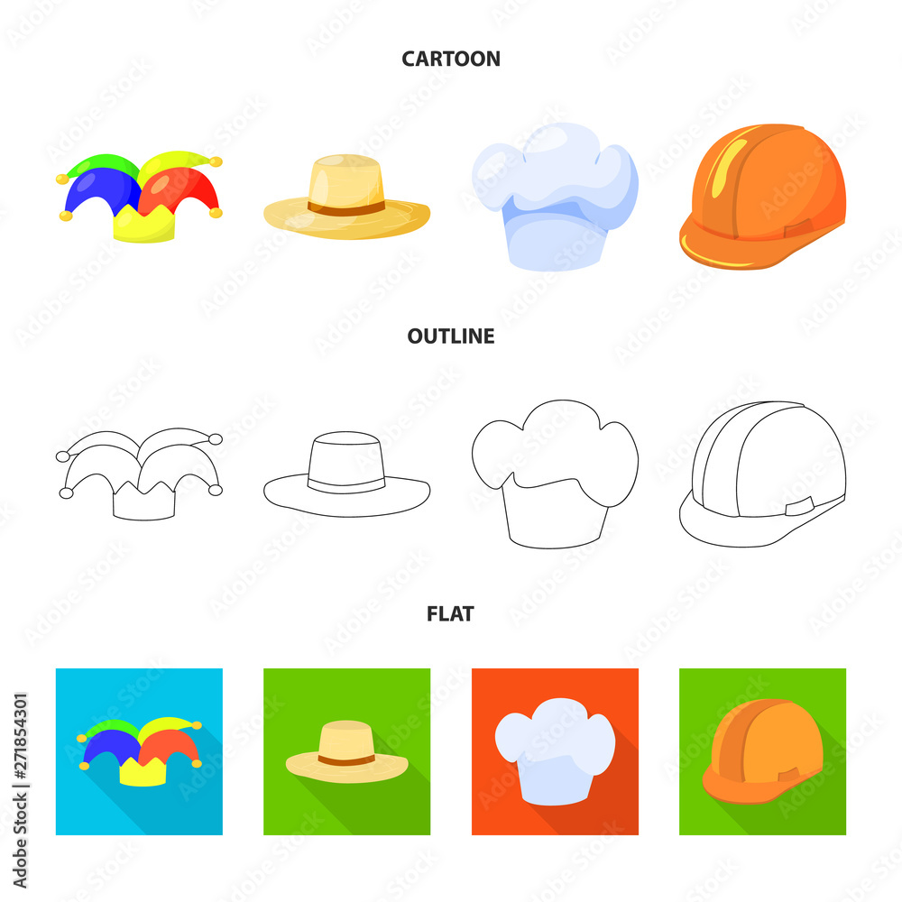 Fototapeta premium Isolated object of clothing and cap logo. Set of clothing and beret vector icon for stock.