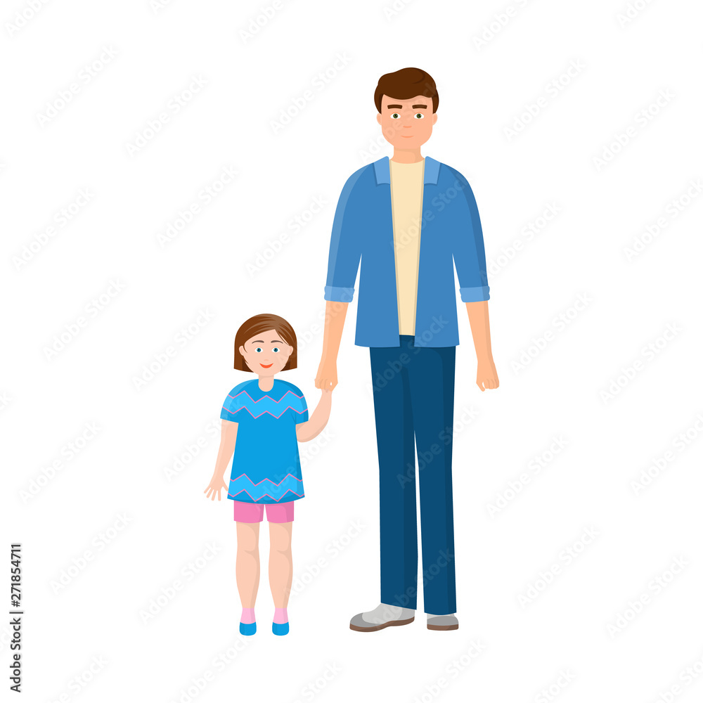 Vector design of father and daughter  logo. Set of father and dad stock symbol for web.