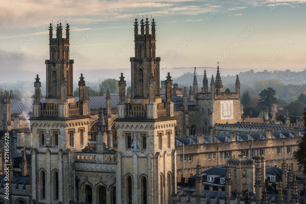 Aerial view of the All Souls College in Oxford, UK