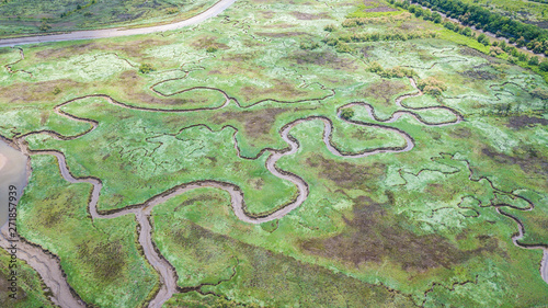 aerial view of serpentine marh