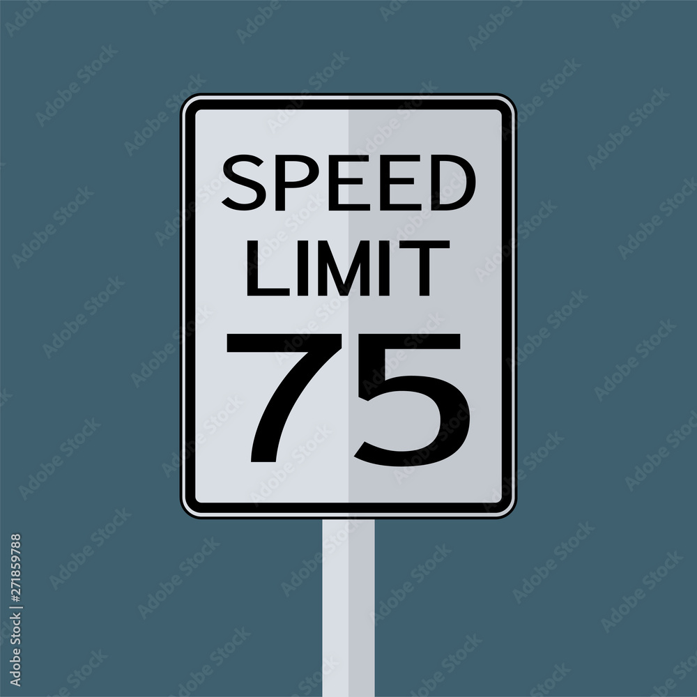USA Road Traffic Transportation Sign: Speed Limit 75 On White Background,Vector Illustration USA Road Traffic Transportation Sign: Speed Limit 75 On White Background,Vector Illustration