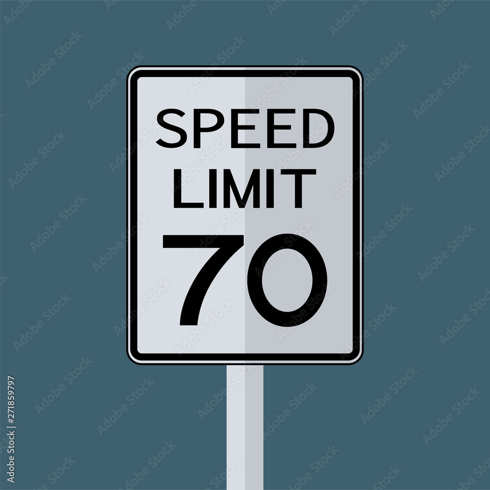 USA Road Traffic Transportation Sign: Speed Limit 70 On White Background,Vector Illustration USA Road Traffic Transportation Sign: Speed Limit 70 On White Background,Vector Illustration
