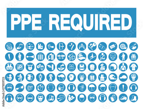 Required Personal Protective Equipment (PPE) Symbol,Safety Icon,Vector Illustration