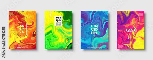 Colorful abstract geometric background. Liquid dynamic gradient waves. Fluid marble texture. Modern covers set. Eps10 vector.