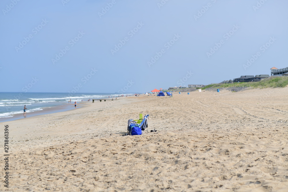 Fototapeta premium beach utensils on a popular beach in summer