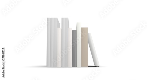 Books isolated on White 3D Rendering