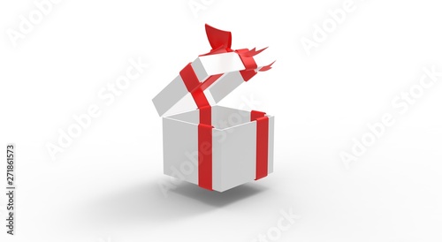Gift Box on White 3D Rendering