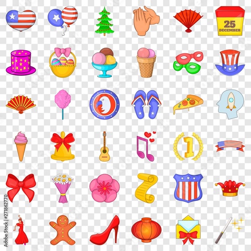 Christmas icons set. Cartoon style of 36 christmas vector icons for web for any design