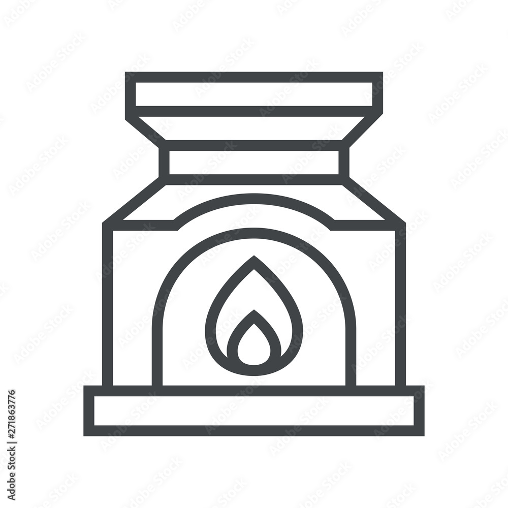 Line icon with fireplace Line icon with fireplace