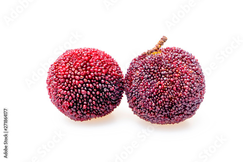Red bayberry with white background..