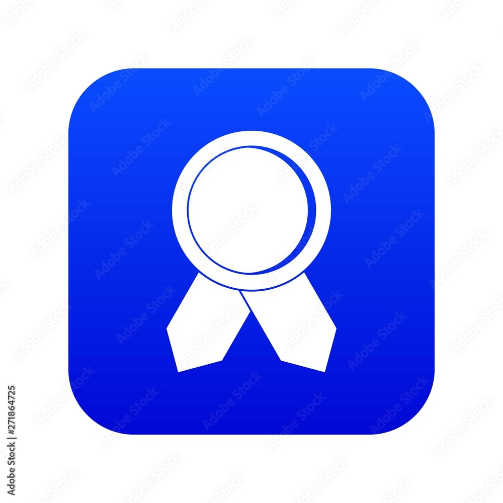 Circle badge wih ribbons icon digital blue for any design isolated on white vector illustration Circle badge wih ribbons icon digital blue for any design isolated on white vector illustration