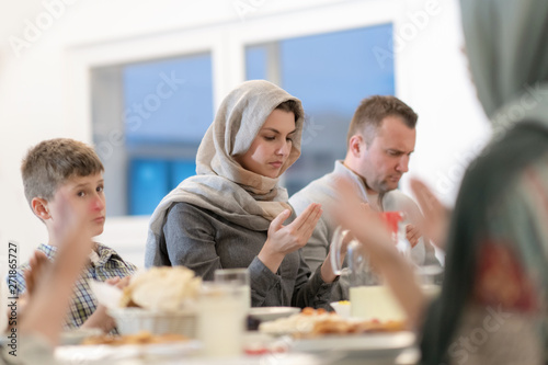 modern muslim family having a Ramadan feast