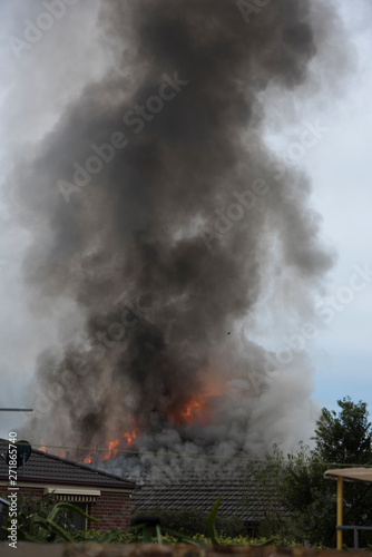 Residential home in Taylors Hill, Melbourne goes up in flames this morning.