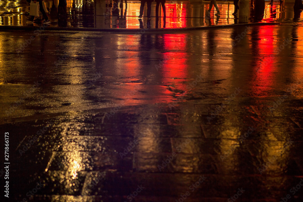reflection of night street after the rain