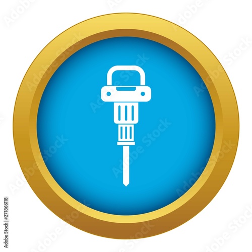 Pneumatic hammer icon blue vector isolated on white background for any design