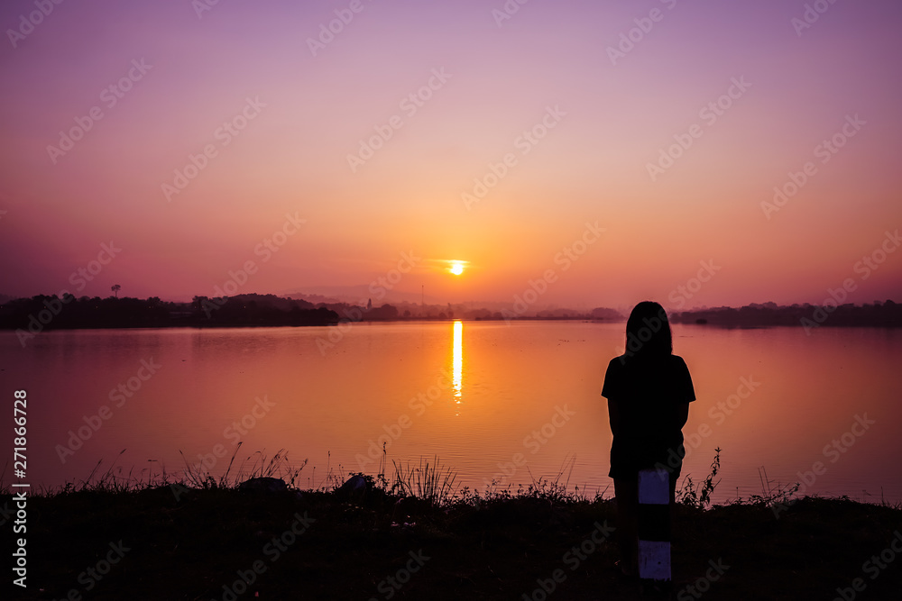 Fototapeta premium Happy young Girl Enjoy Backpacking, Feel refreshed and energize your life.