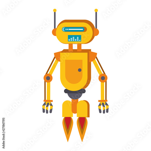 Robot funny character cartoon isolated