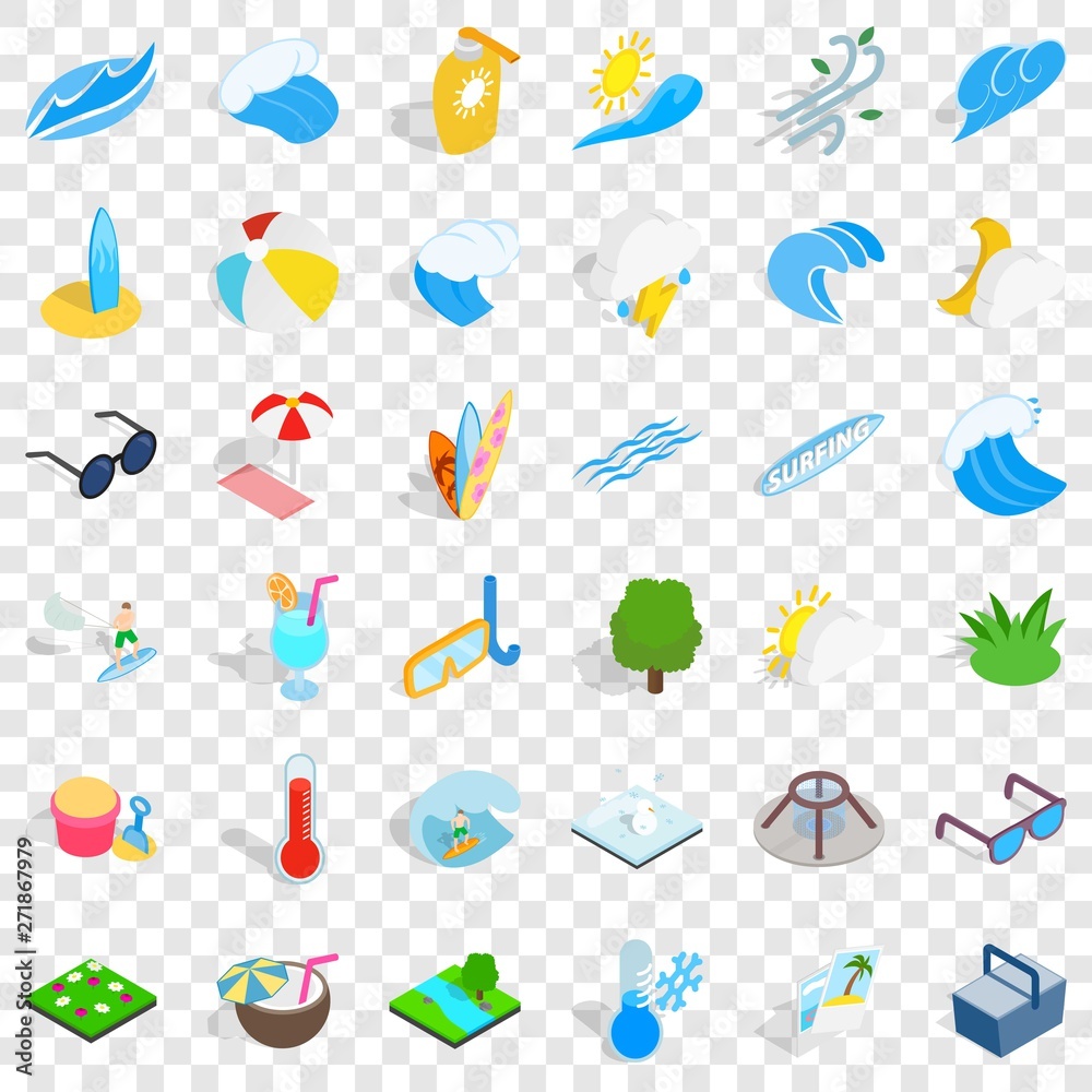 Water icons set. Isometric style of 36 water vector icons for web for any design Water icons set. Isometric style of 36 water vector icons for web for any design