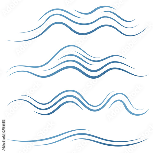 Set of linear water wave elements illustration. Waves line icons. Vector illustration.