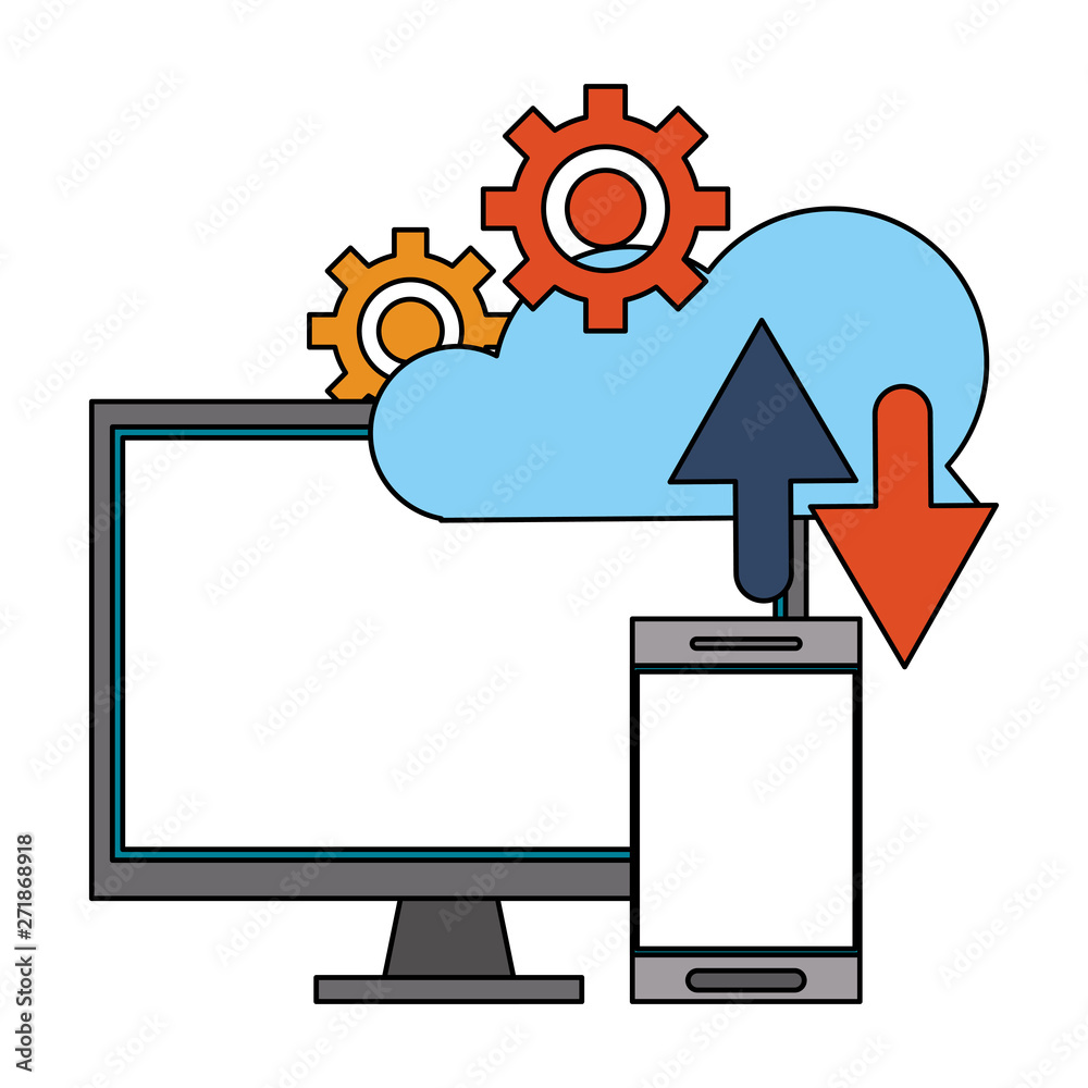 Cloud computing and technology symbols Cloud computing and technology symbols