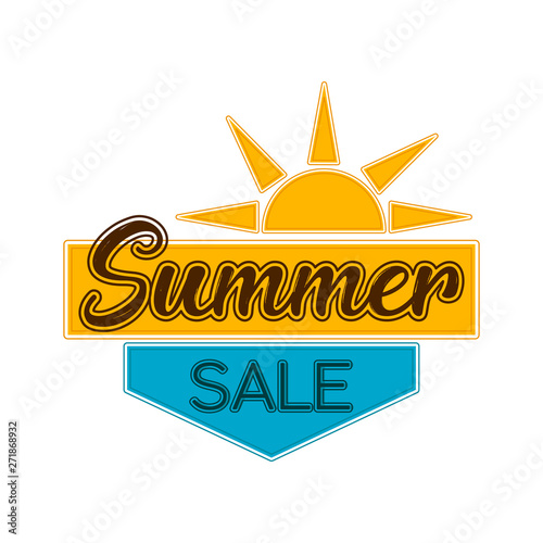 Sumer sale label with a sun and text - Vector