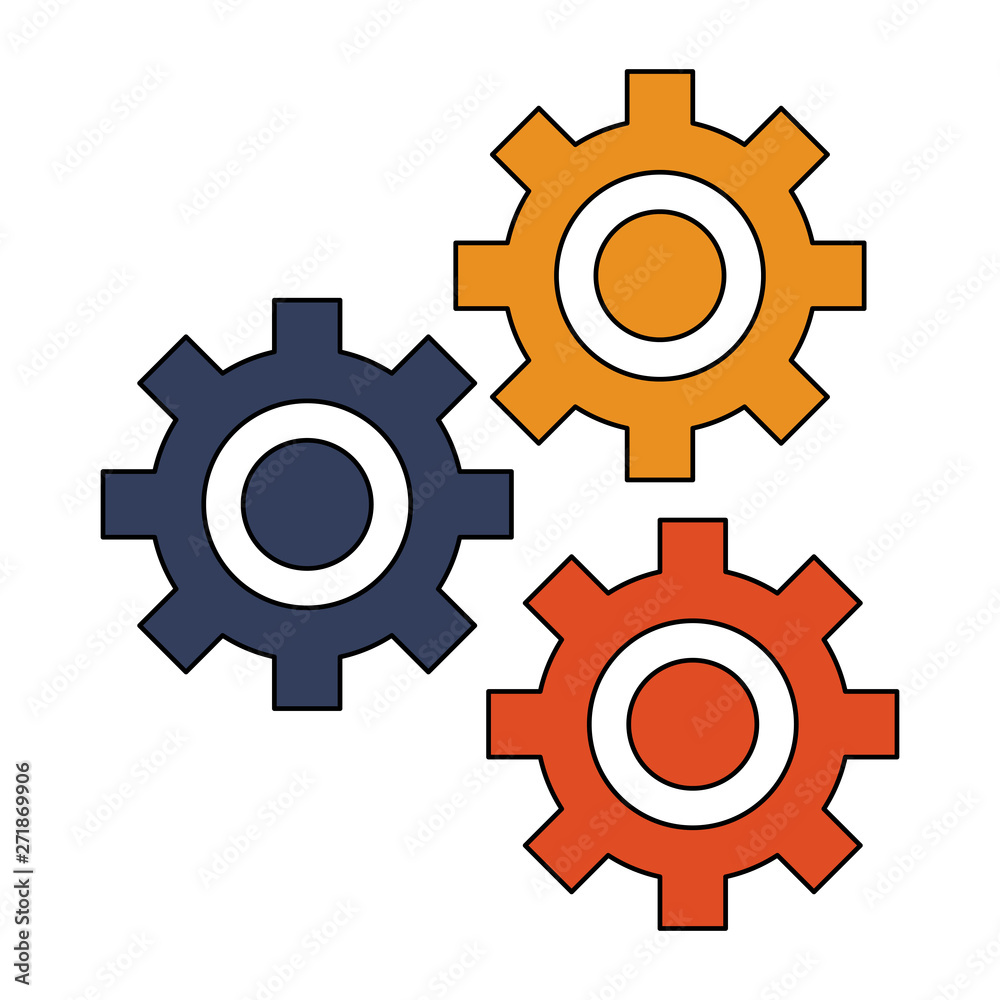 Gears machinery pieces working symbol isolated Gears machinery pieces working symbol isolated