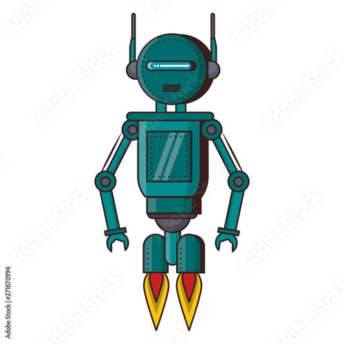 Robot funny character cartoon isolated