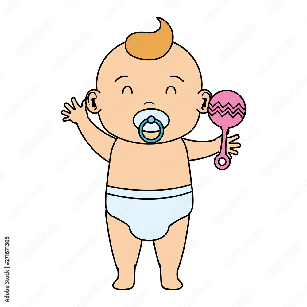 cute little baby girl with bell and pacifier cute little baby girl with bell and pacifier