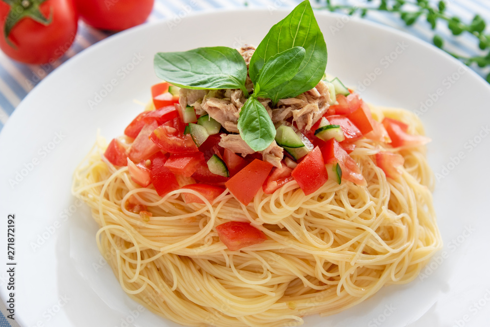 ツナとトマトの冷製パスタ ツナとトマトの冷製パスタ