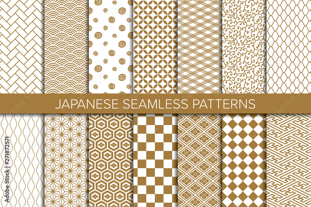 Set of Japanese background. Seamless pattern.Vector. 和風パターンコレクション