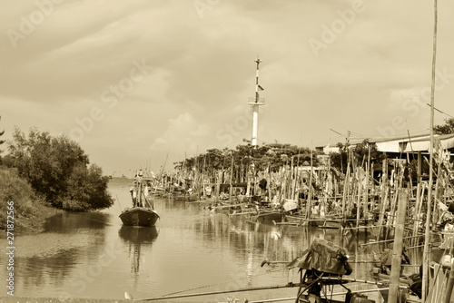 Bangkaew fishing pier at Phet Buri Province Thailand