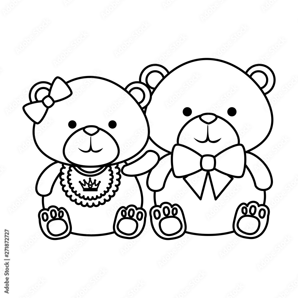 Fototapeta premium cutte little bears teddies couple