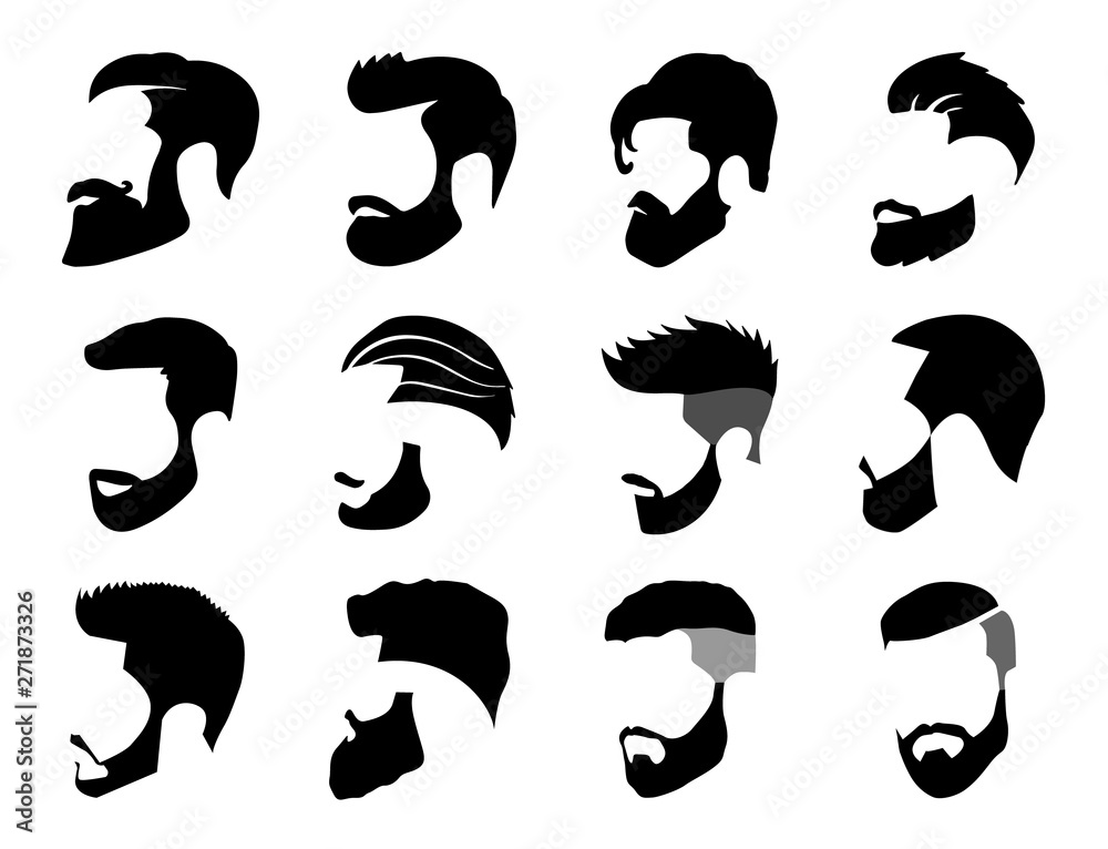 Men's Beard and Hair style Icon set for barber and hair cut logo and men  fashion style - Vector. Stock Vector | Adobe Stock