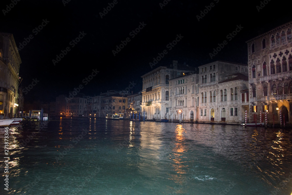Venice at night ,buildings near the canal, Italy, march ,2019