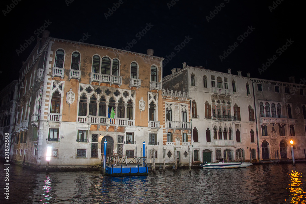 Venice at night ,buildings near the canal, Italy, march ,2019