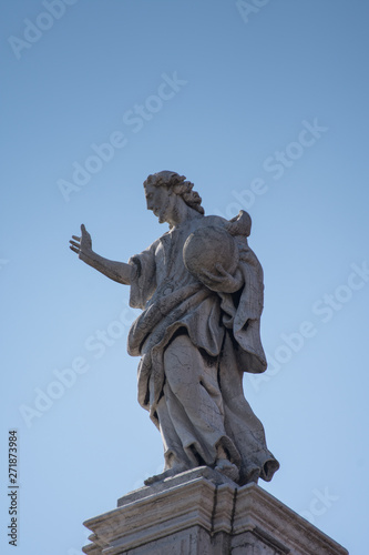 statues on the  San Stae  church, San Eustachio Church, in Venice, Italy , .2019, © Laurenx