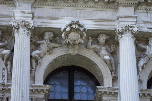 statues on the  San Stae  church, San Eustachio Church, in Venice, Italy , .2019, photo