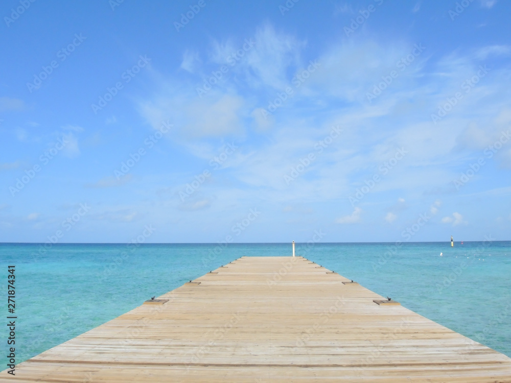 Landscape of a pier leading out to the ocean Landscape of a pier leading out to the ocean