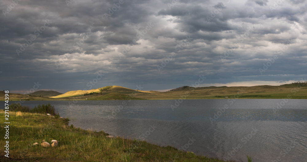 Summer thunderstorm in Khakassia chiaroscuro and clouds