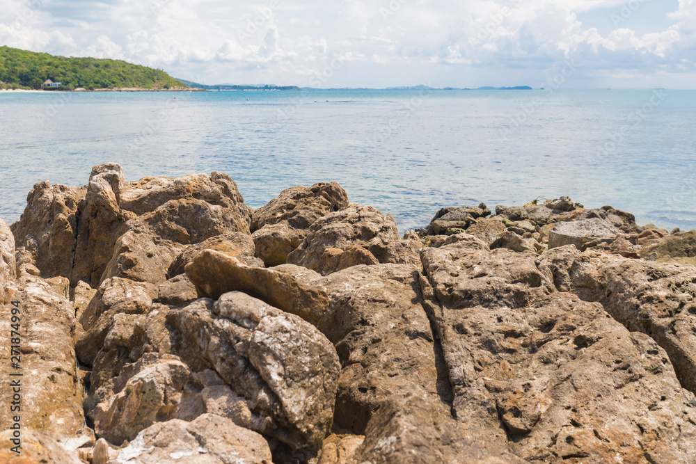 Summer background with landscape view from Laem Kut, Ao Kiu Na Nok, samet island in Thailand.