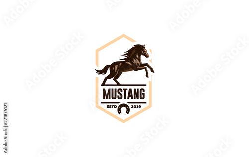 Horse image in classic minimal style. 